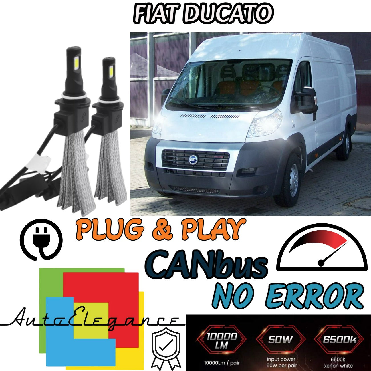 LED KIT H7 6000K CANBUS XENON 6400 LM LUMEN FIAT DUCATO MK3 NO ERROR 
