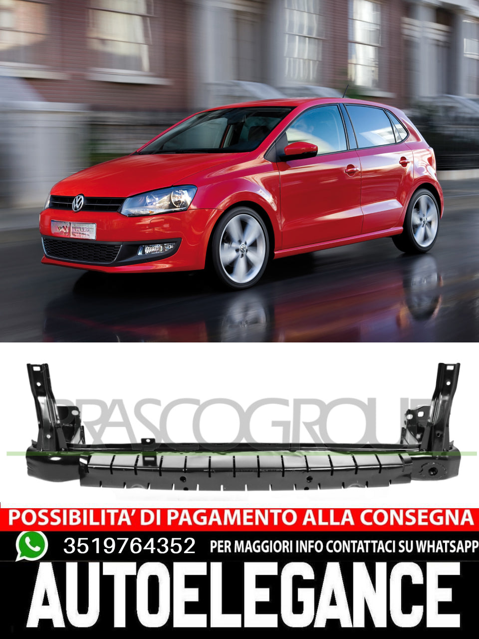 Rinforzo Supporto Paraurti Prasco Anteriore Per Vw Polo 6R1 6C1 6R0807109D