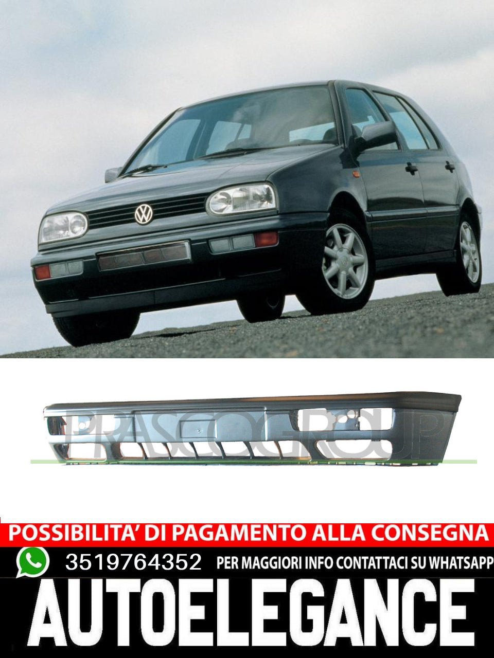 Prasco Front Bumper for VW GOLF III WITH PARTIAL PRIMER 1H6807217AGRU 