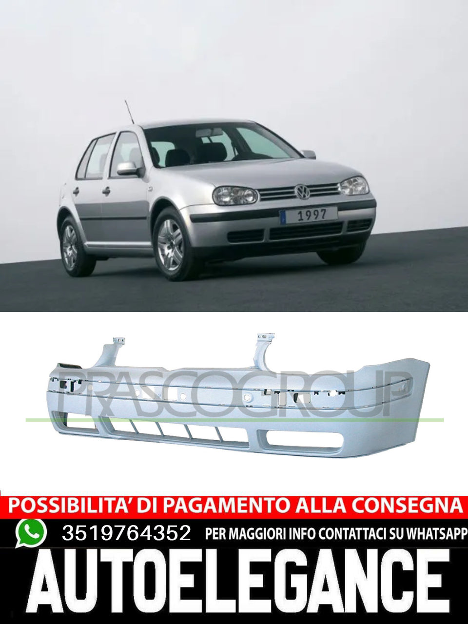 Paraurti anteriore-con primer per Volkswagen Golf IV 10/97- 07/03 1J0807217CGRU