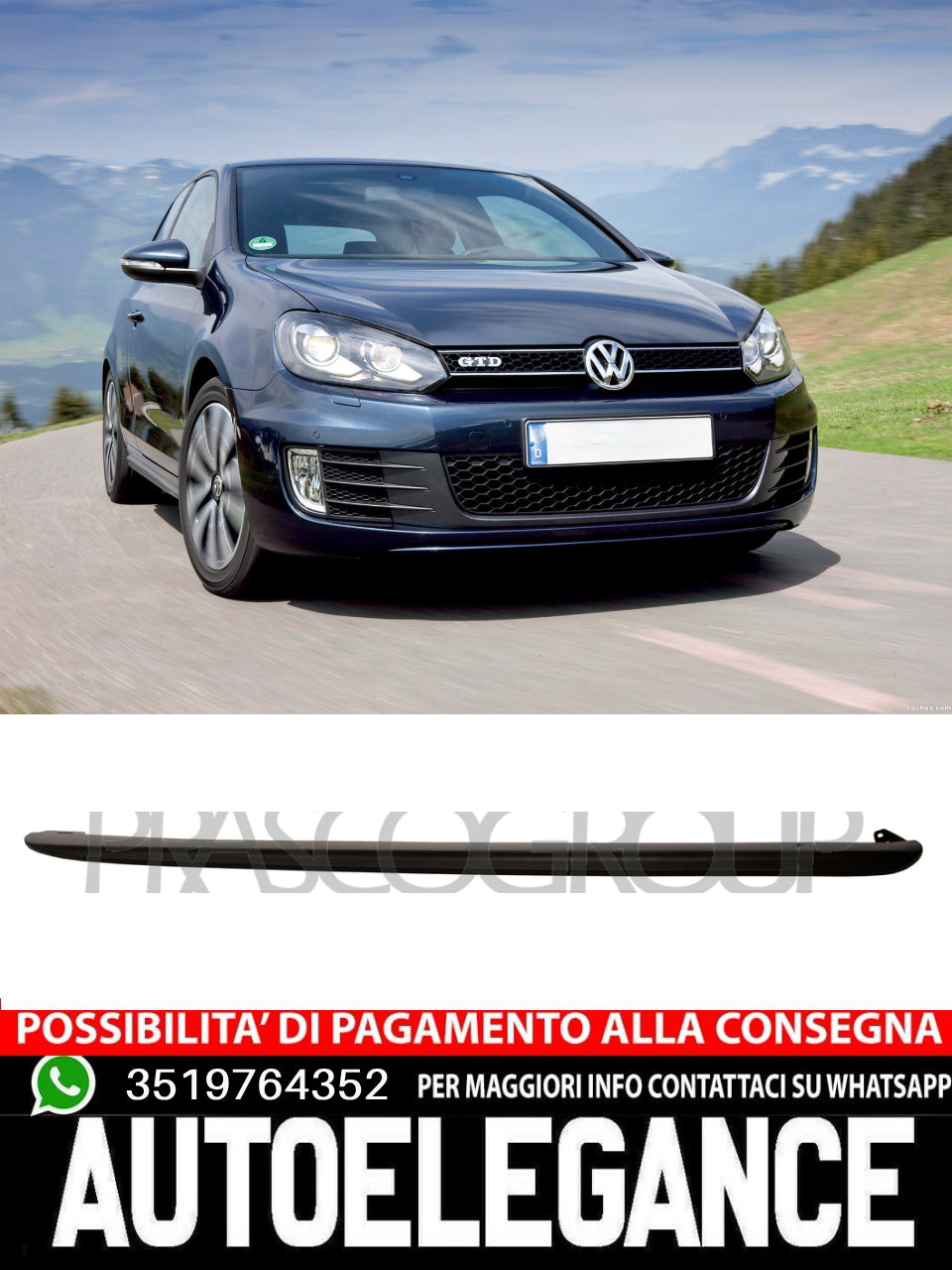 Right side moulding - underside for VW Golf VI GTI/GTD 09/09-12/12 5K0853856B9B9