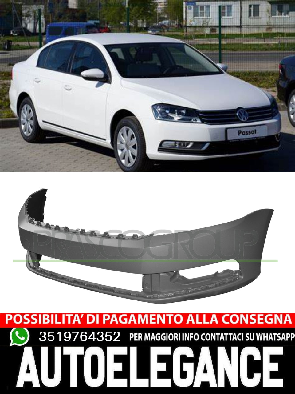 Paraurti Prasco Anteriore CON PRIMER per VW PASSAT (365) (362) 3AA807221GRU