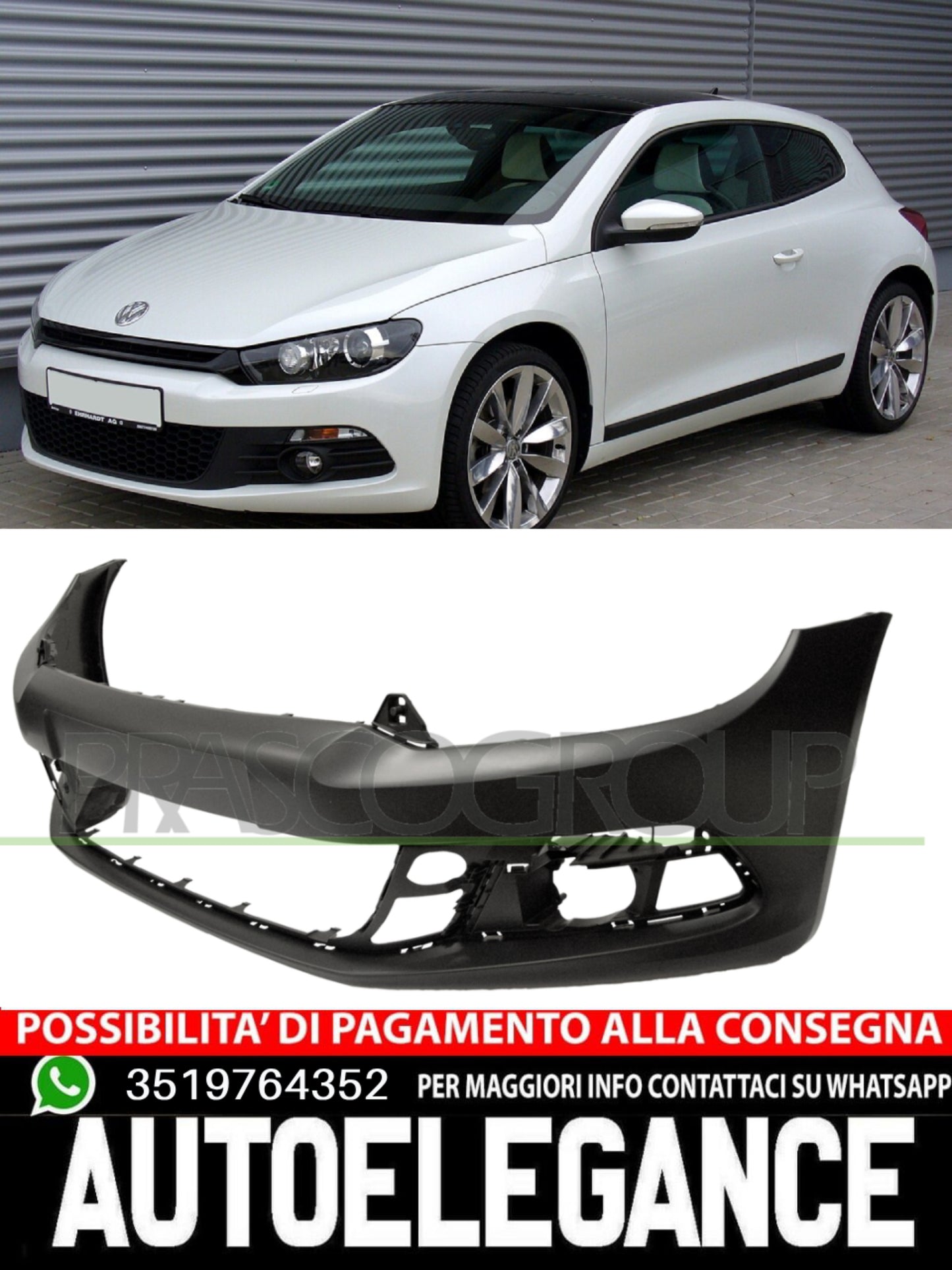 Paraurti Prasco Anteriore CON PRIMER per VW SCIROCCO  1K8807217MGRU