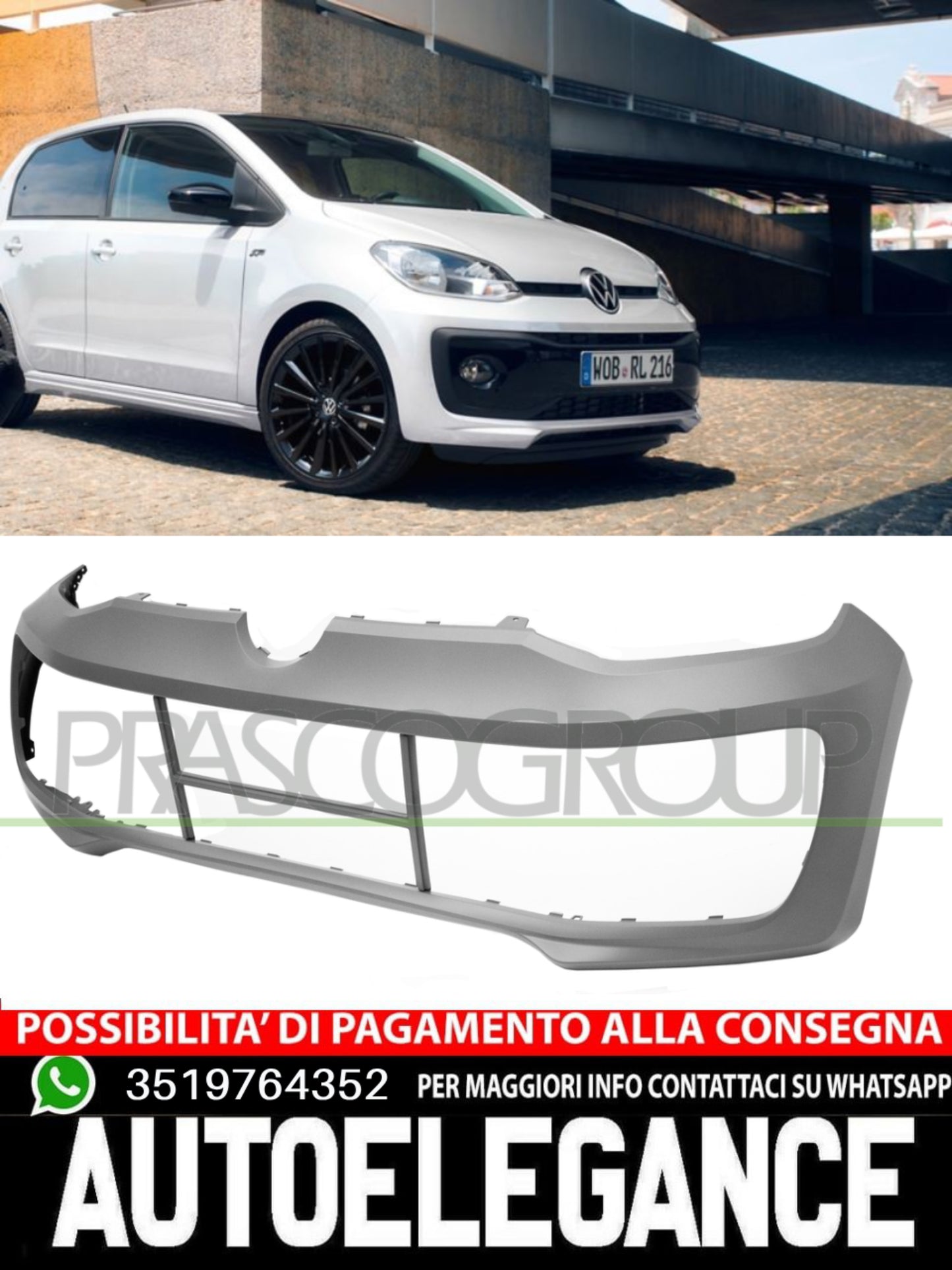 Paraurti Prasco Anteriore CON PRIMER Per Vw Up! Blp  1S0807221FGRU