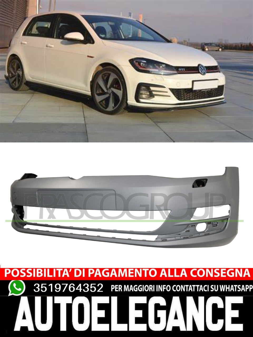 PARAURTI ANT. CON PRIMER CON FORI LAVAFARI  VW Golf VII 1.0 TSI 5G0807217BPGRU