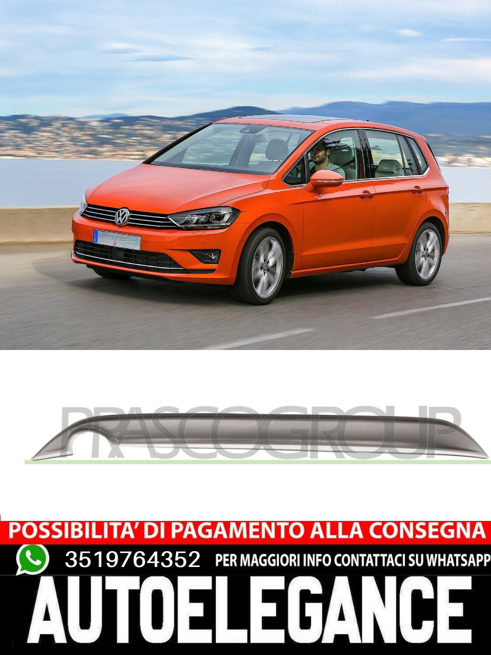 REAR SPOILER WITH PRIMER SINGLE EXHAUST VW GOLF VII 5G6807568B9B9 