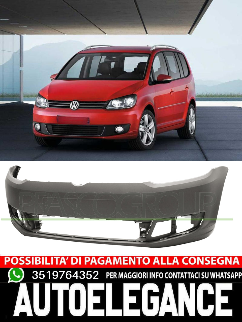 Paraurti Prasco Anteriore CON PRIMER Per Vw Touran Bmj  1T0807221MGRU