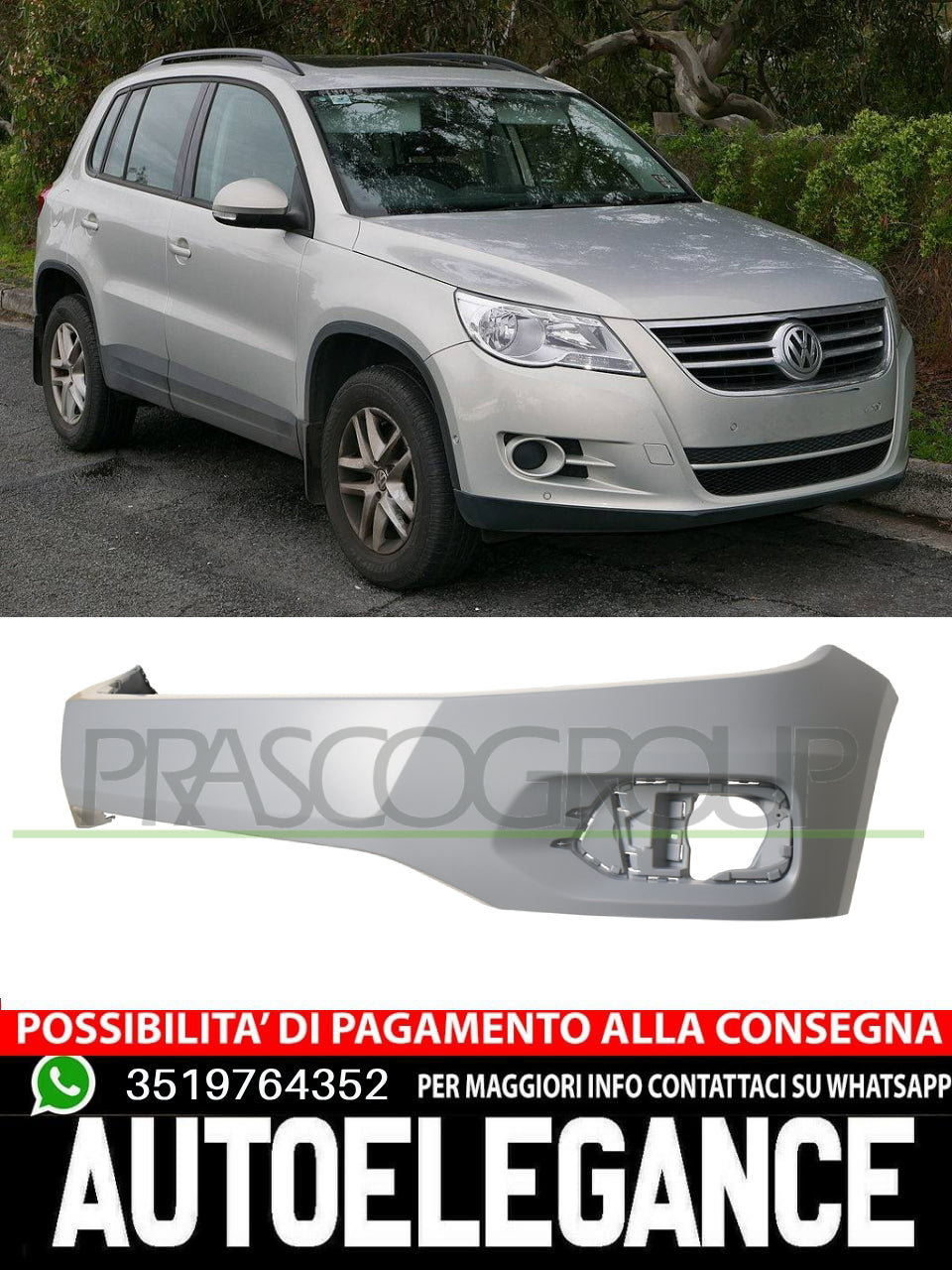 Paraurti Prasco Anteriore CON PRIMER Per Vw Tiguan Bmt  5N0807217ESGRU