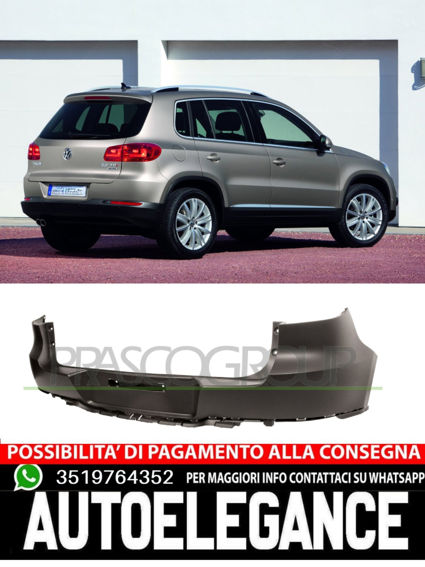 Paraurti Prasco Posteriore CON PRIMER per VW TIGUAN 5N0807421GGRU