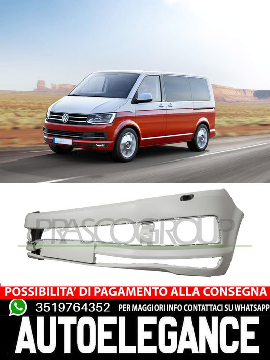 Paraurti Prasco Anteriore  CON PRIMER FORI LAVAFARI Per Vw Transporter Boc