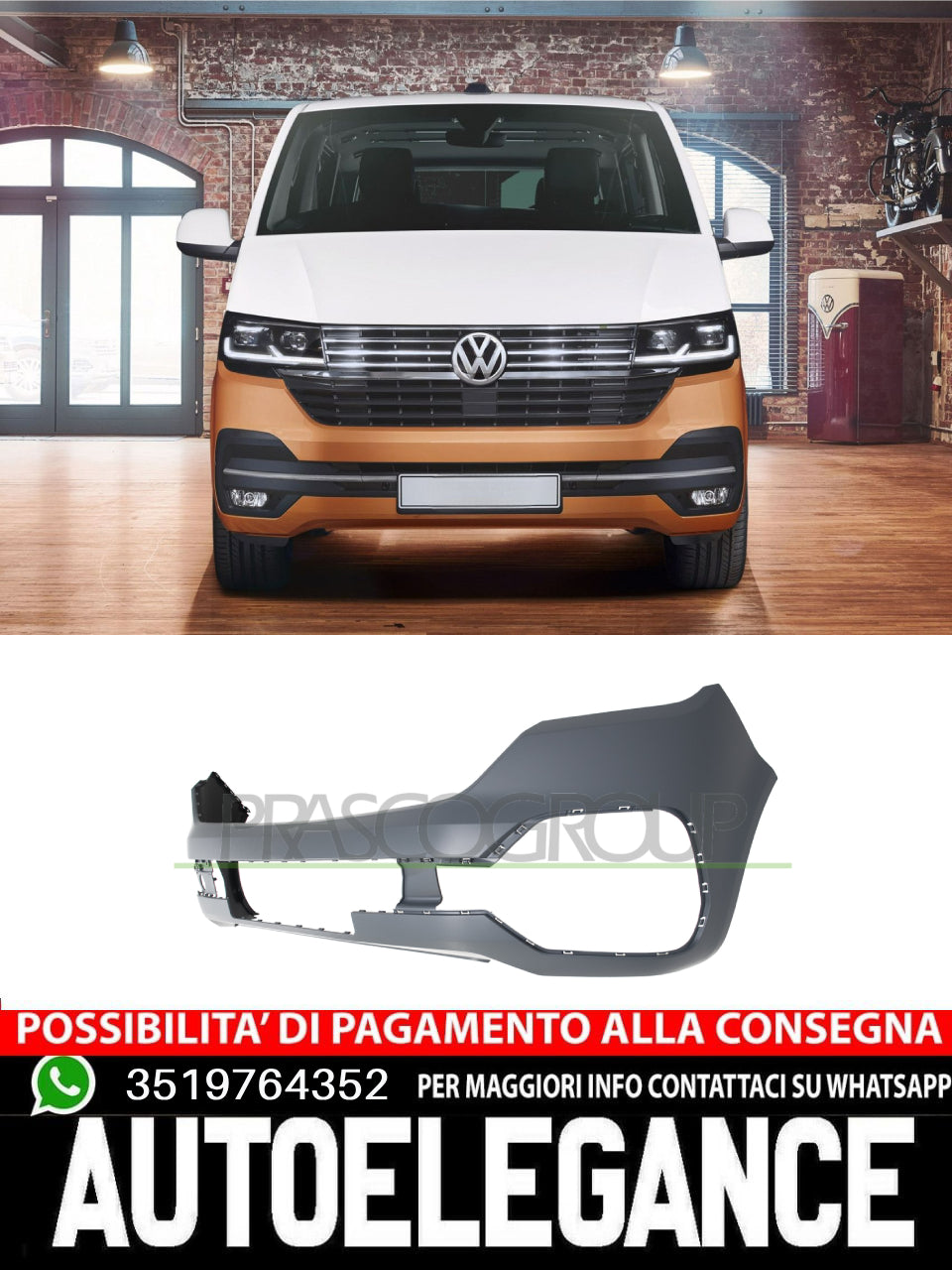 Paraurti Prasco Anteriore CON PRIMER per VW TRANSPORTER   7LA807217BGRU