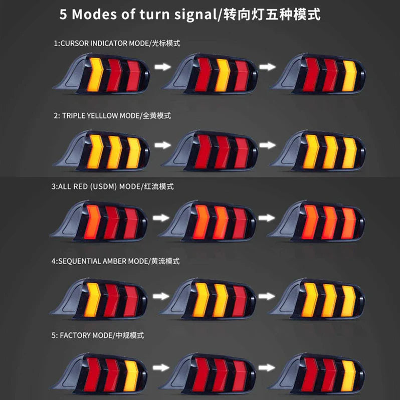 Fanali posteriori LED per Ford Mustang S550 2015-2023 con indicatori di direzione a 5 modalità