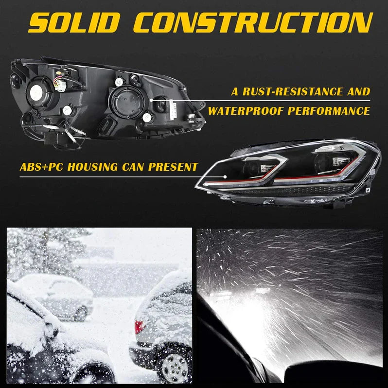 Full LED Headlights for Golf MK7 Halogen Models 2015-2017 (Europe 2013-2016) 