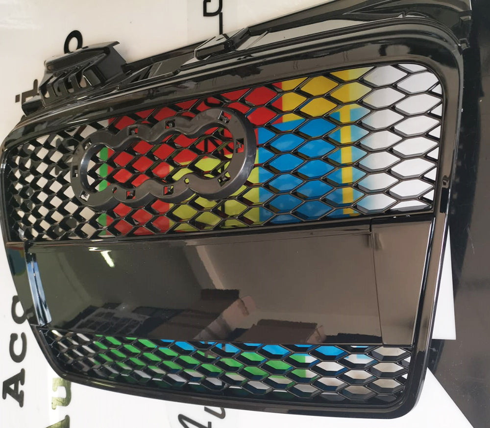 AUDI A4 B7 2004-2007 GRIGLIA ANTERIORE NERA LOOK RS4 NIDO D APE NERO LUCIDO