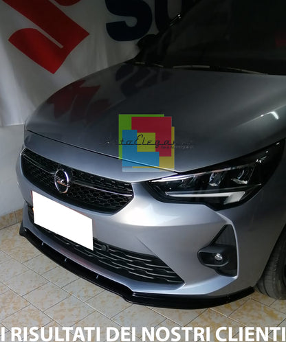 OPEL CORSA F FRONT BUMPER BLADE IN ABS SPORTS LOOK BLACK SPLITTER
