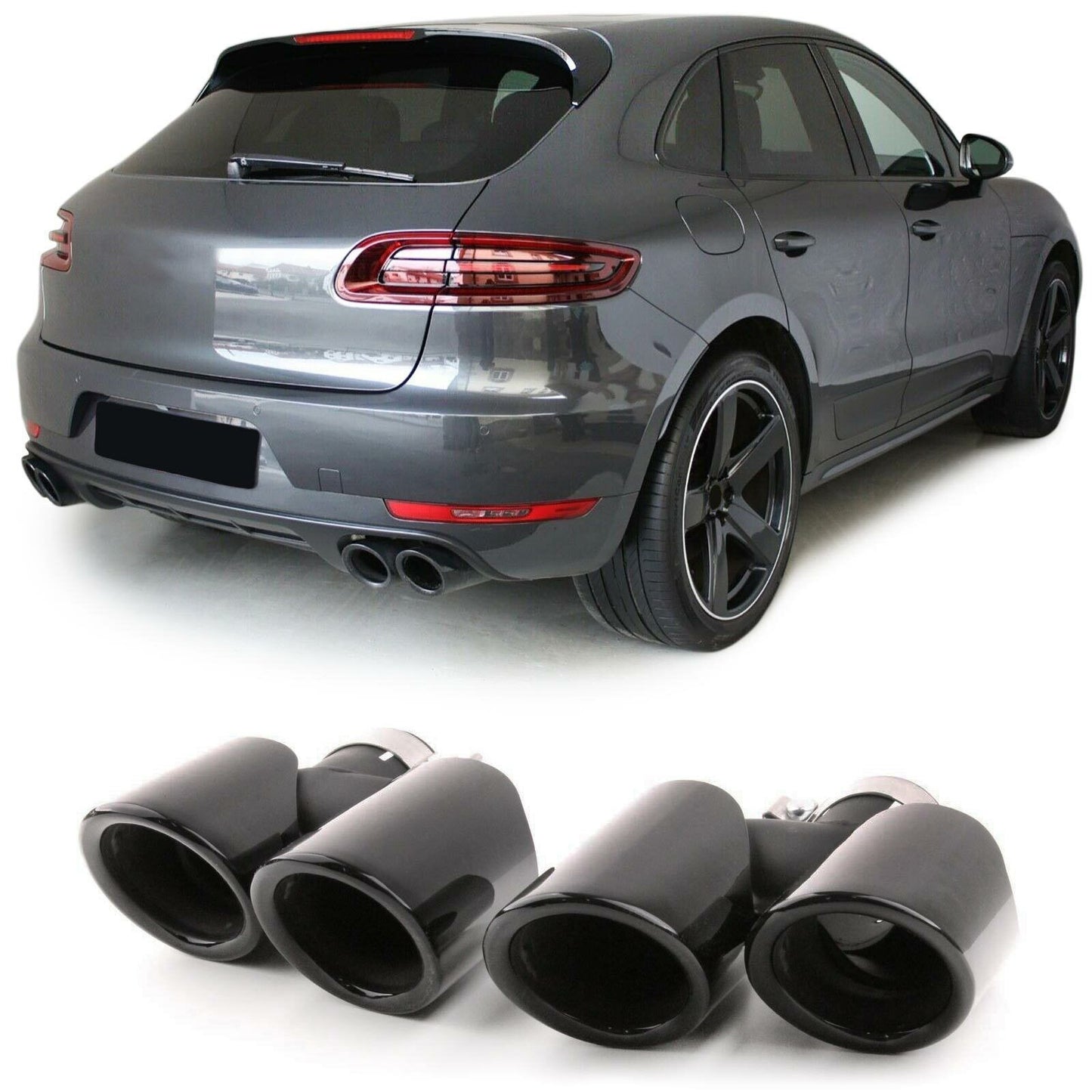 Sport Look Black Double Pipe Exhaust Tips for Porsche Macan 95B 14-17