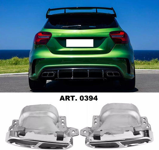 SUITABLE FOR MERCEDES A CLASS W176 CLA W117 AMG LOOK EXHAUST TIPPS STAINLESS STEEL CHROME
