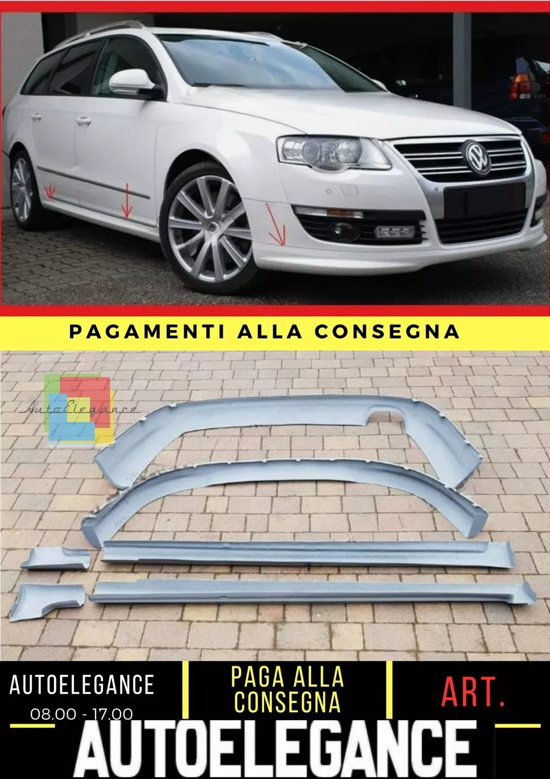 VW PASSAT B6 STATION WAGON - R-LINE BODYWORK - FRONT SPOILER + SIDE SKIRTS