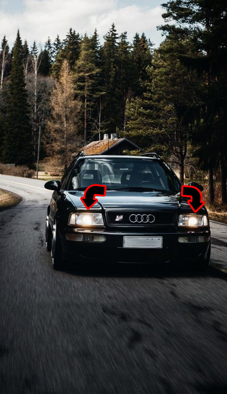 ⭐LED Headlight Set DAYLINE 91-94 CLEAR GLASS BLACK Suitable For Audi 80 B4⭐