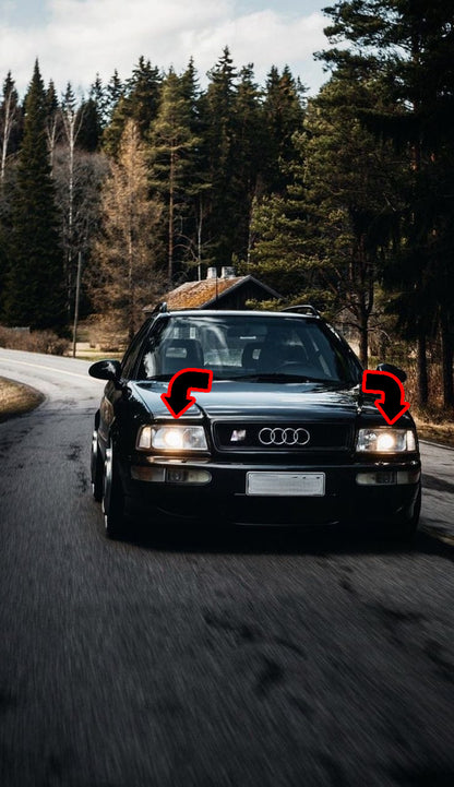 ⭐LED Headlight Set DAYLINE 91-94 CLEAR GLASS BLACK Suitable For Audi 80 B4⭐