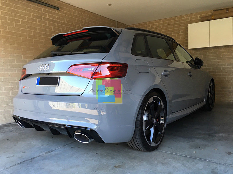 PARAURTI POSTERIORE ADATTO AUDI A3 8V 12-16 LOOK RS3 COMPLETO DI TERMINALI E DIFFUSORE