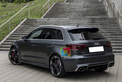 PARAURTI POSTERIORE ADATTO AUDI A3 8V 12-16 LOOK RS3 COMPLETO DI TERMINALI E DIFFUSORE