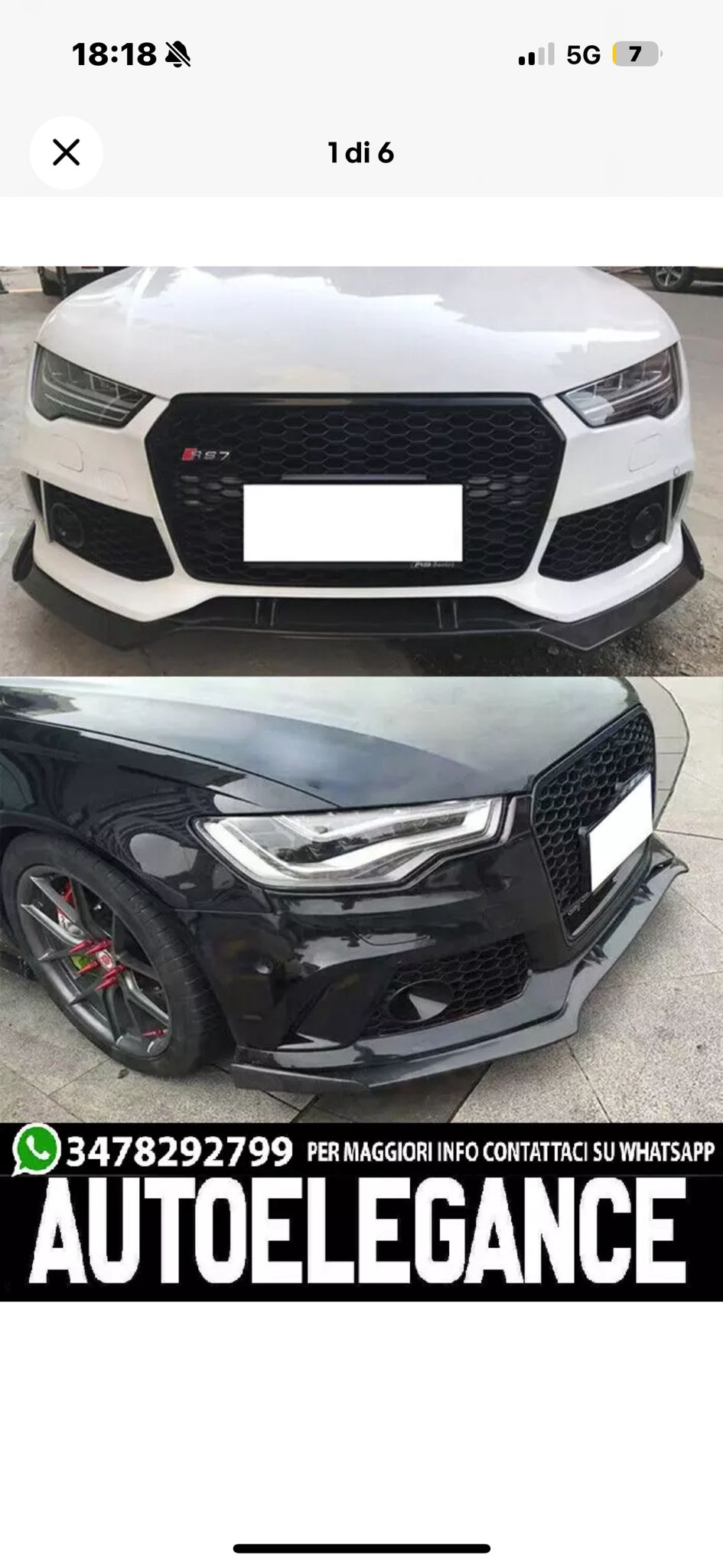 splitter audi a7 look rs7 11-14 nero lucido