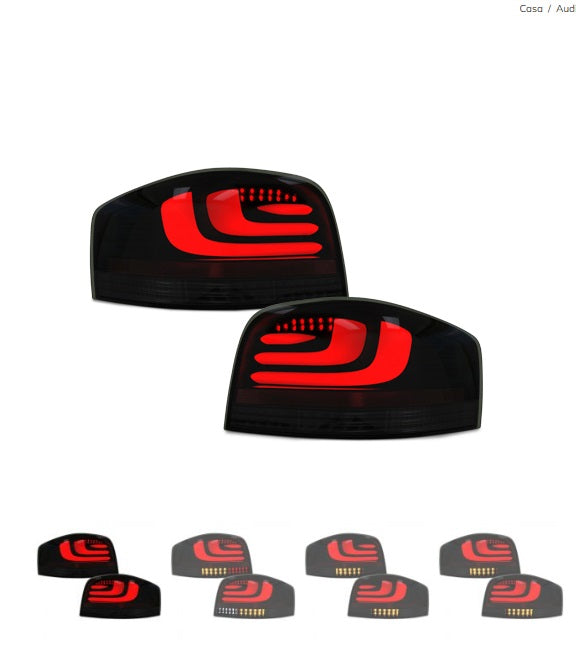 Luci posteriori a LED Audi A3 8P 03-08 con indicatori di direzione a LED nero/fumo