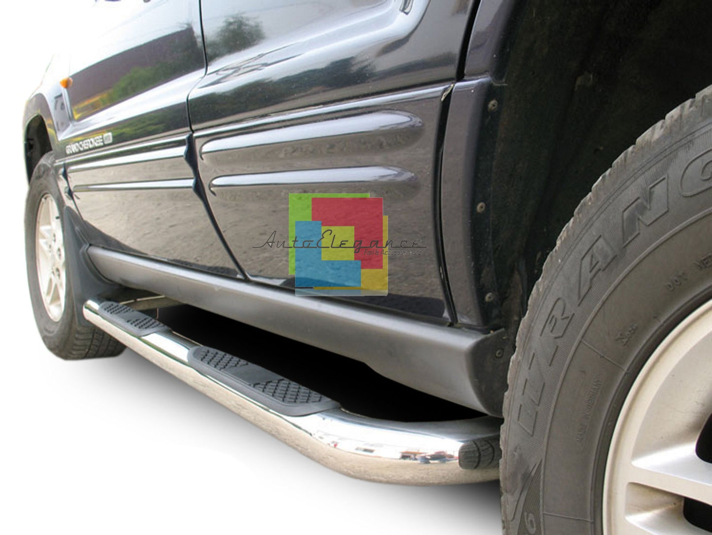 JEEP GRAND CHEROKEE II 1999-2004 PEDANE LATERALI TUBOLARI SOTTO PORTA ACCIAIO INOX PVC