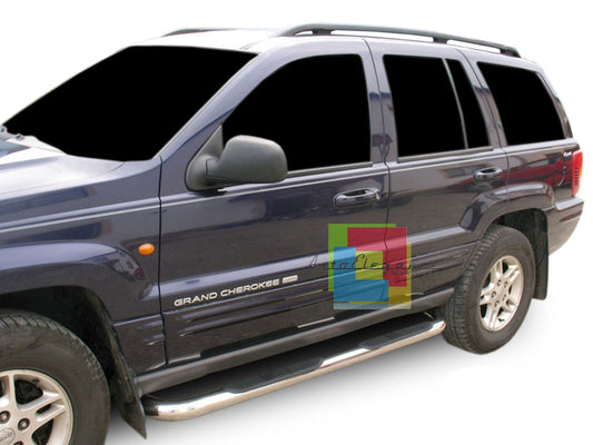 JEEP GRAND CHEROKEE II 1999-2004 PEDANE LATERALI TUBOLARI SOTTO PORTA ACCIAIO INOX PVC