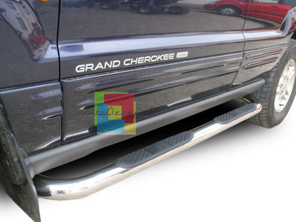 JEEP GRAND CHEROKEE II 1999-2004 PEDANE LATERALI TUBOLARI SOTTO PORTA ACCIAIO INOX PVC