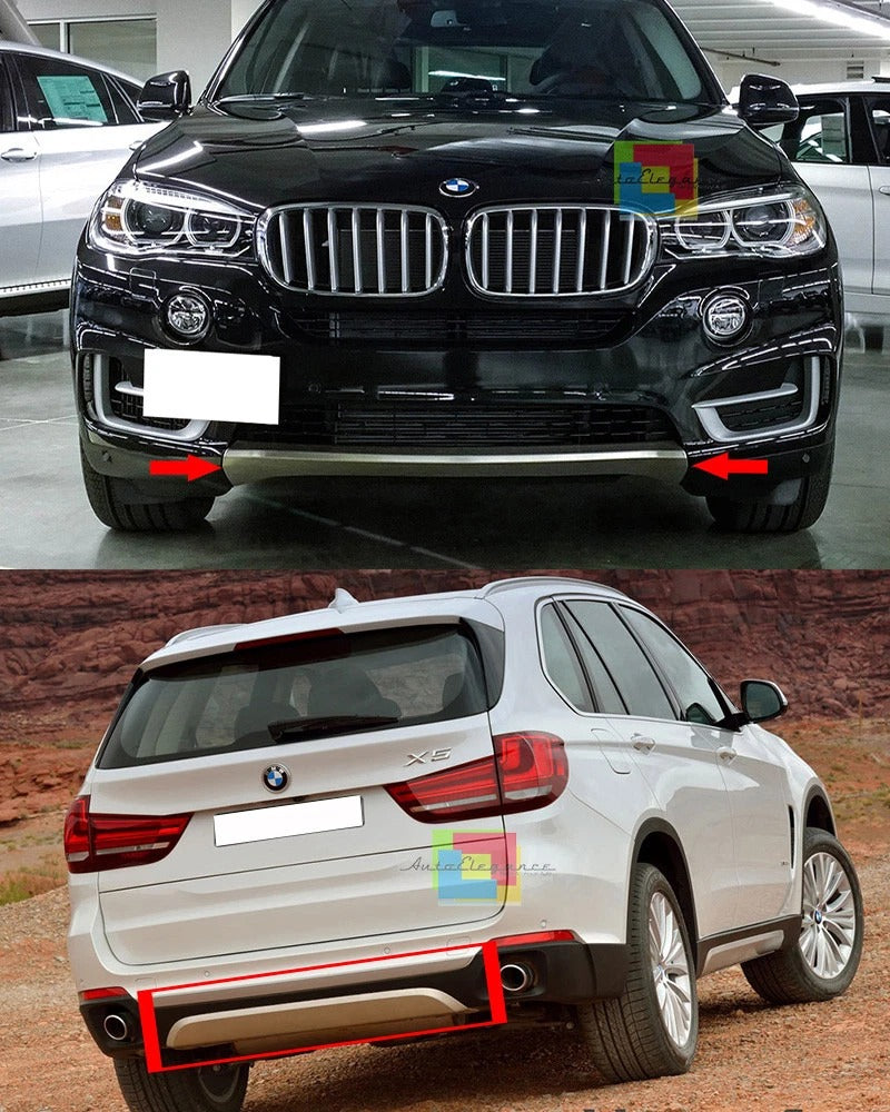 SOTTO PARAURTI CROMATI BMW X5 F15 2013-2018 ANTERIORE E POSTERIORE LOOK OFF-ROAD
