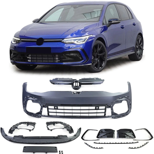 Sport front bumper with grille and LED fog light for VW Golf 8 LOOK RLINE