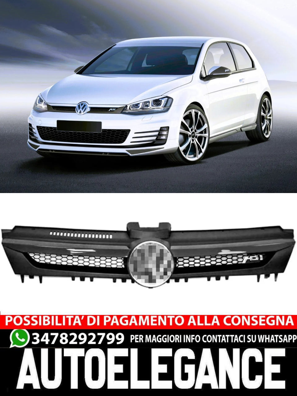 ⚡Griglia anteriore nero lucido adatto per VW Golf MK7 ABT⚡