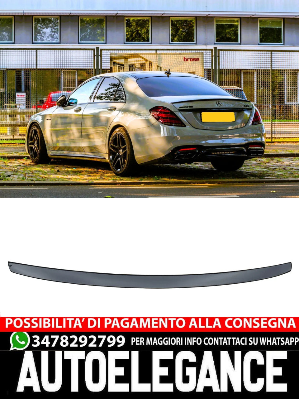 ✨Spoiler Posteriore Nero Lucido Adatto Per Mercedes Classe S W222 2013-2020✨