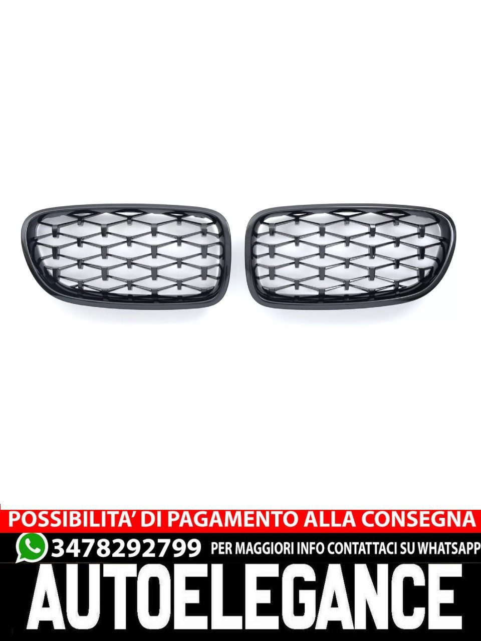 GRIGLIA RADIATORE NERO LUCIDO DIAMANTE ADATTO PER BMW SERIE 5 F10 F11