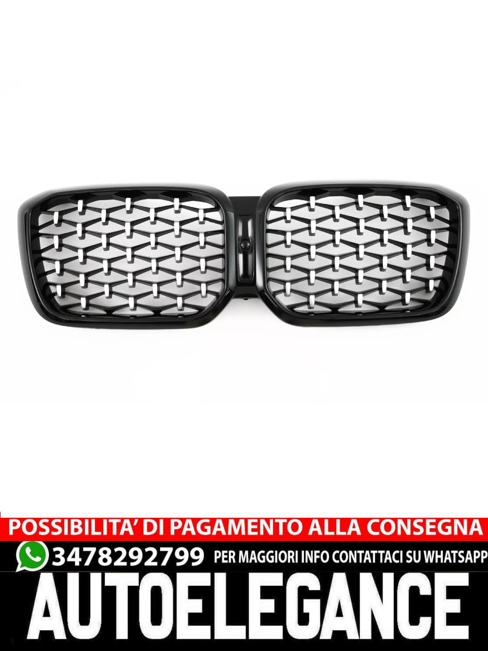 💥GRIGLIA DEL RADIATORE NERO CROMATO DIAMANTE ADATTO PER BMW X3 X4 G01 G02 LCI💥