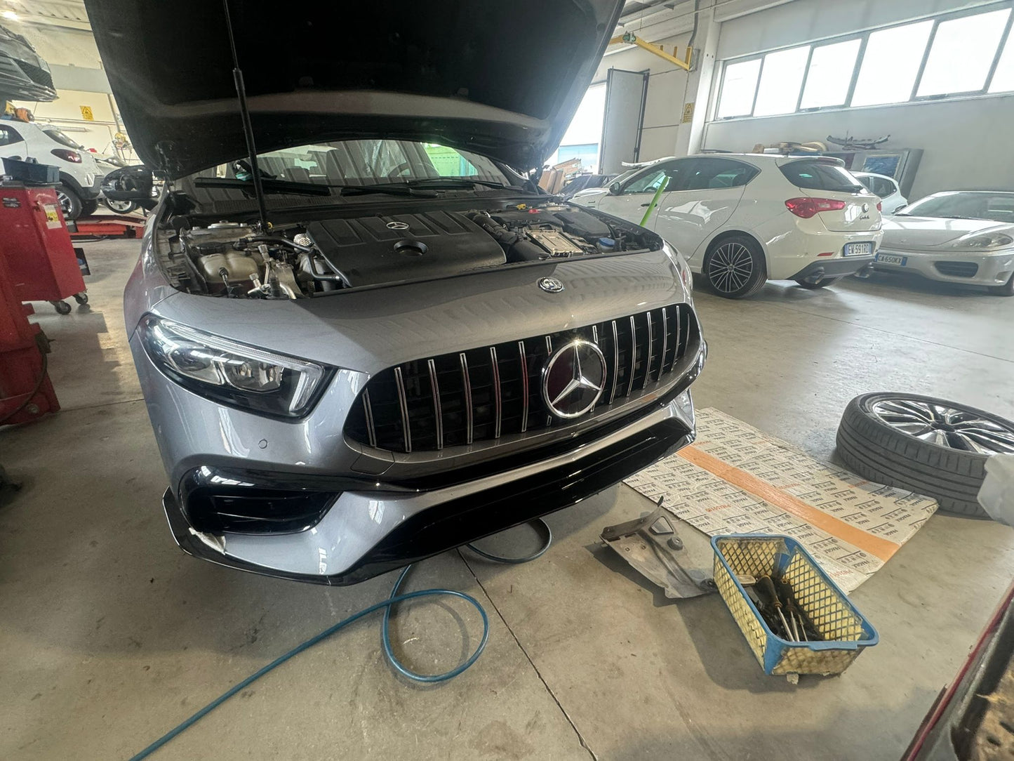 0221 PARAURTI PER MERCEDES-BENZ CLASSE A W177 LOOK AMG A45S + GRIGLIA CROMATA