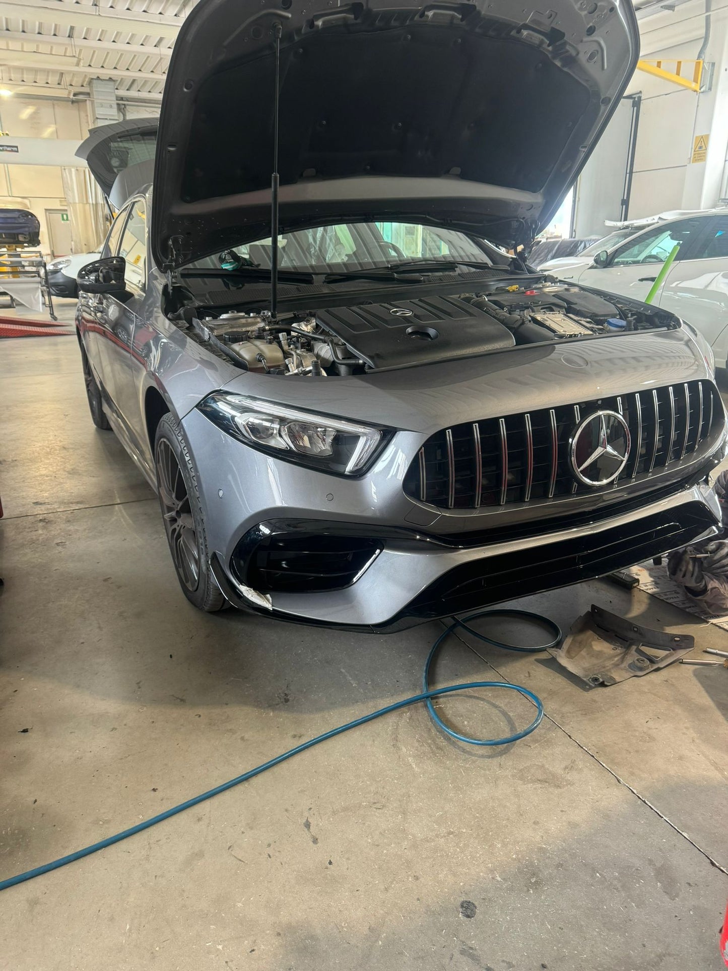 0221 PARAURTI PER MERCEDES-BENZ CLASSE A W177 LOOK AMG A45S + GRIGLIA CROMATA