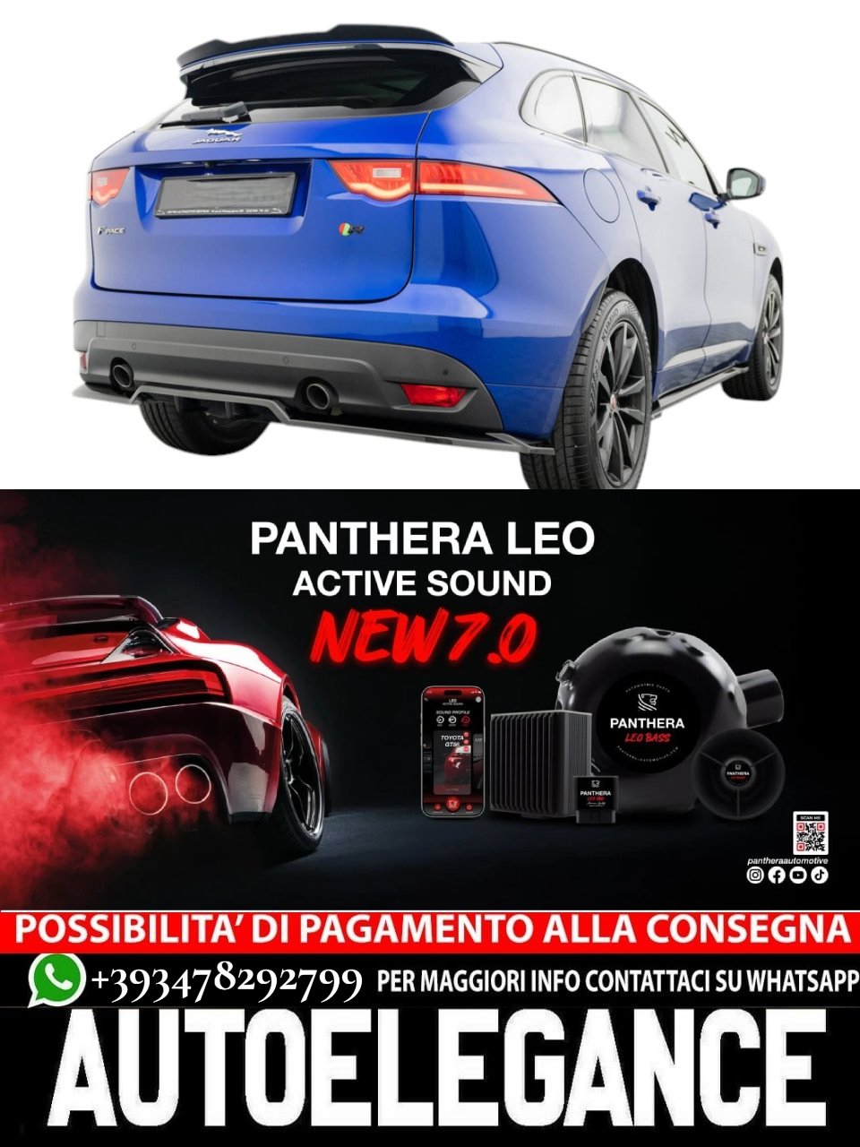 🔥ART.2672 PANTHERA SOUND SYSTEM ADATTO PER JAGUAR F-PACE R-SPORT Mk1🔥
