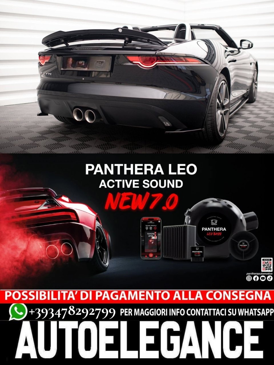 🔥ART.2672 PANTHERA SOUND SYSTEM ADATTO PER JAGUAR  F-TYPE Mk1 FACELIFT🔥