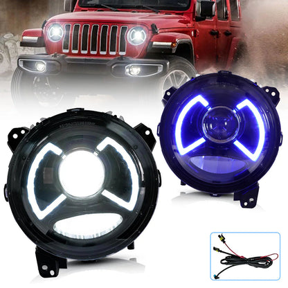 9 Inch Full LED Headlights for Jeep Wrangler 2018-UP with Activated Lighting (NOT FIT FOR 2018 JK MODEL) 