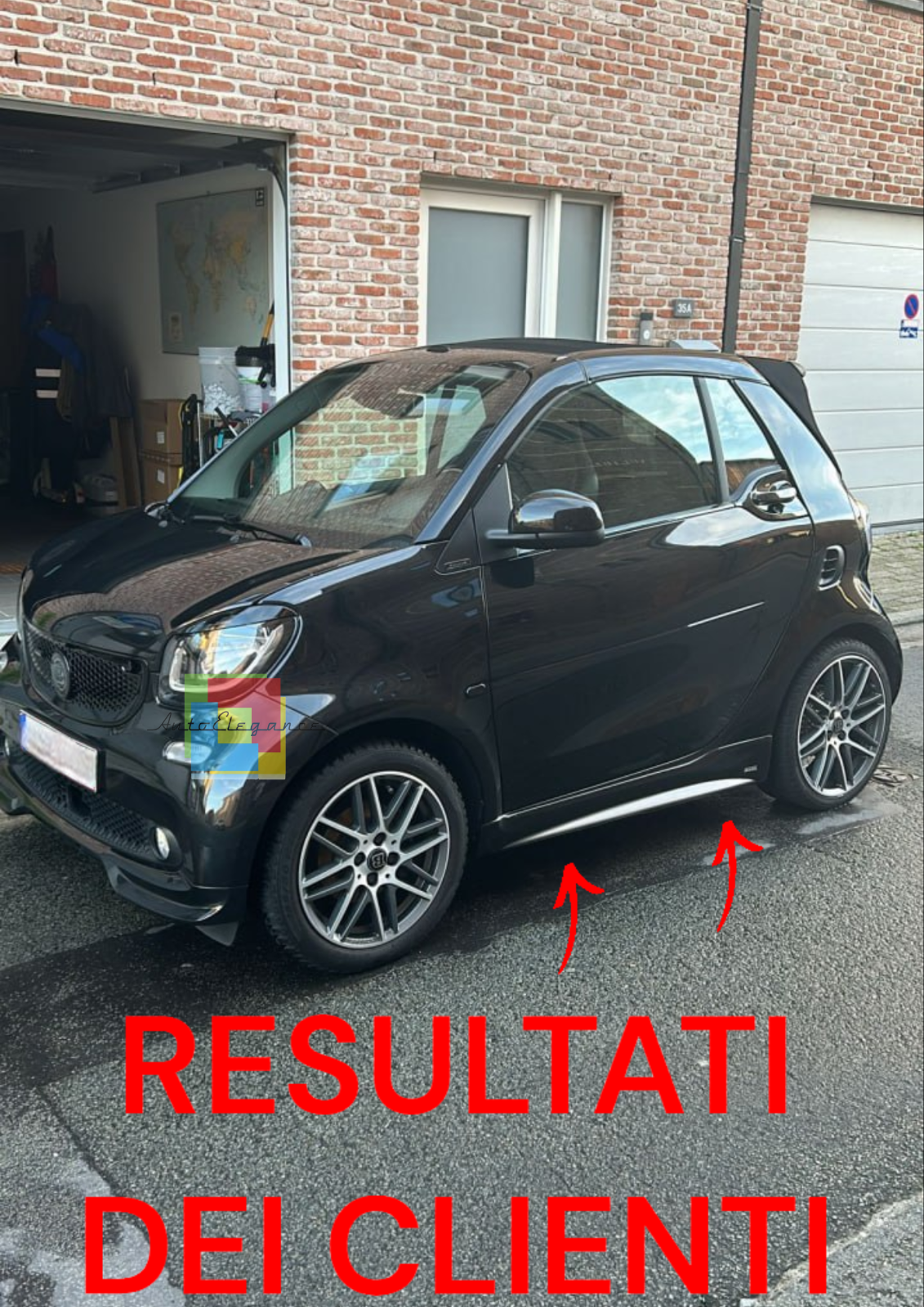 💕ART. 1752 MINIGONNE SMART 453 FORTWO ABS LOOK BRABUS NERO LUCIDE 💕