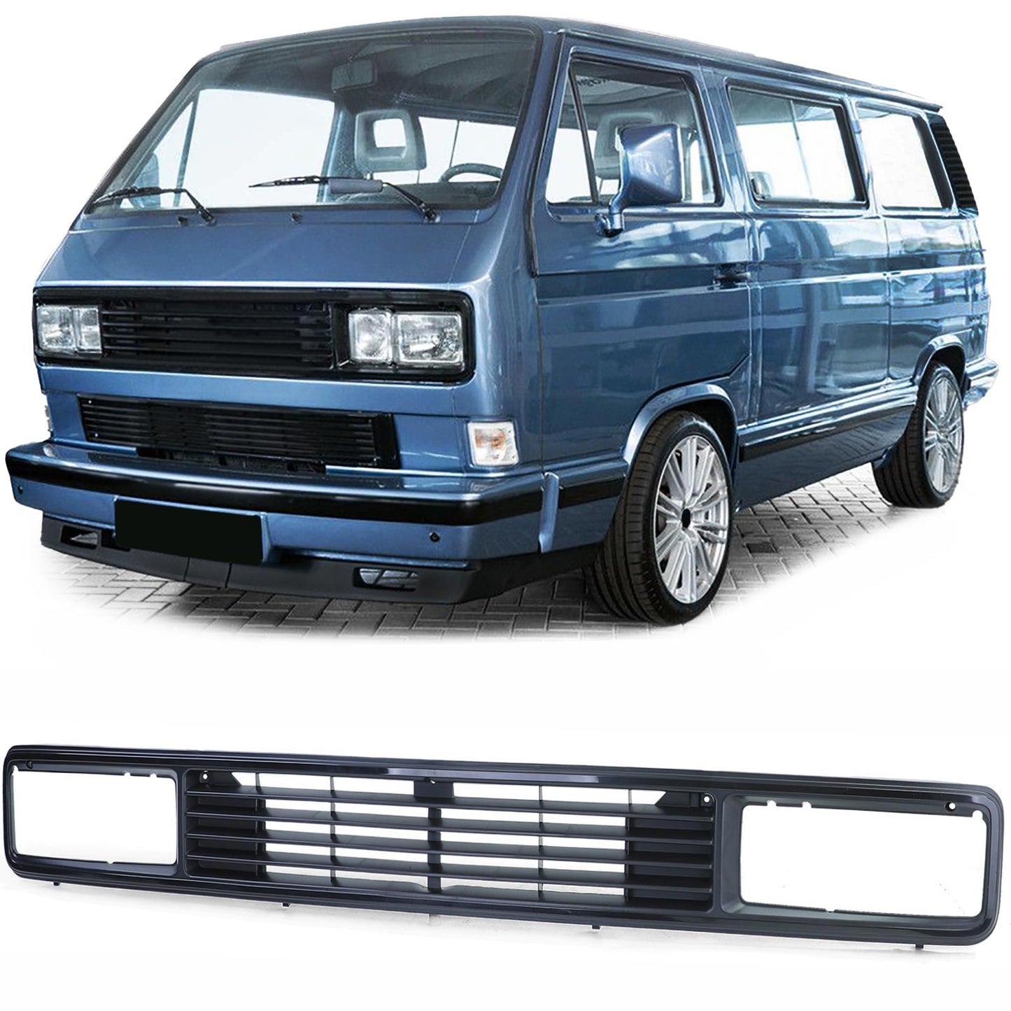 🌟Wideband Rectangular Headlight Emblemless Grille For VW BusT3 79-92🌟