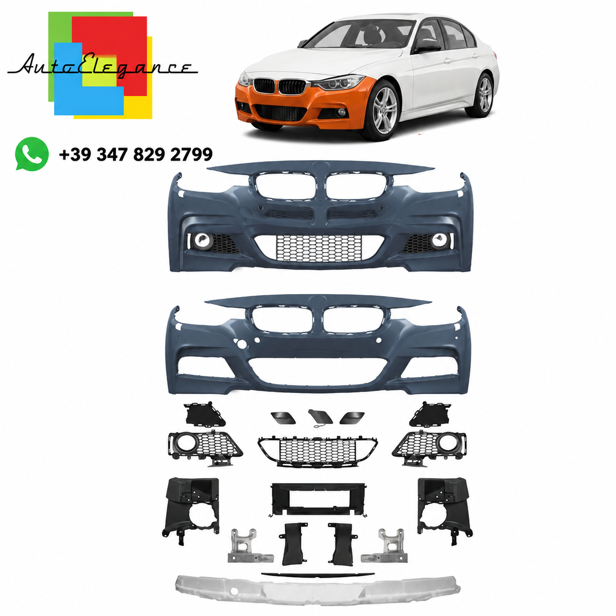 👉Paraurti Anteriore M-Tech PDC SRA adatto per BMW Serie 3 F30 F31 2012-2018👈
