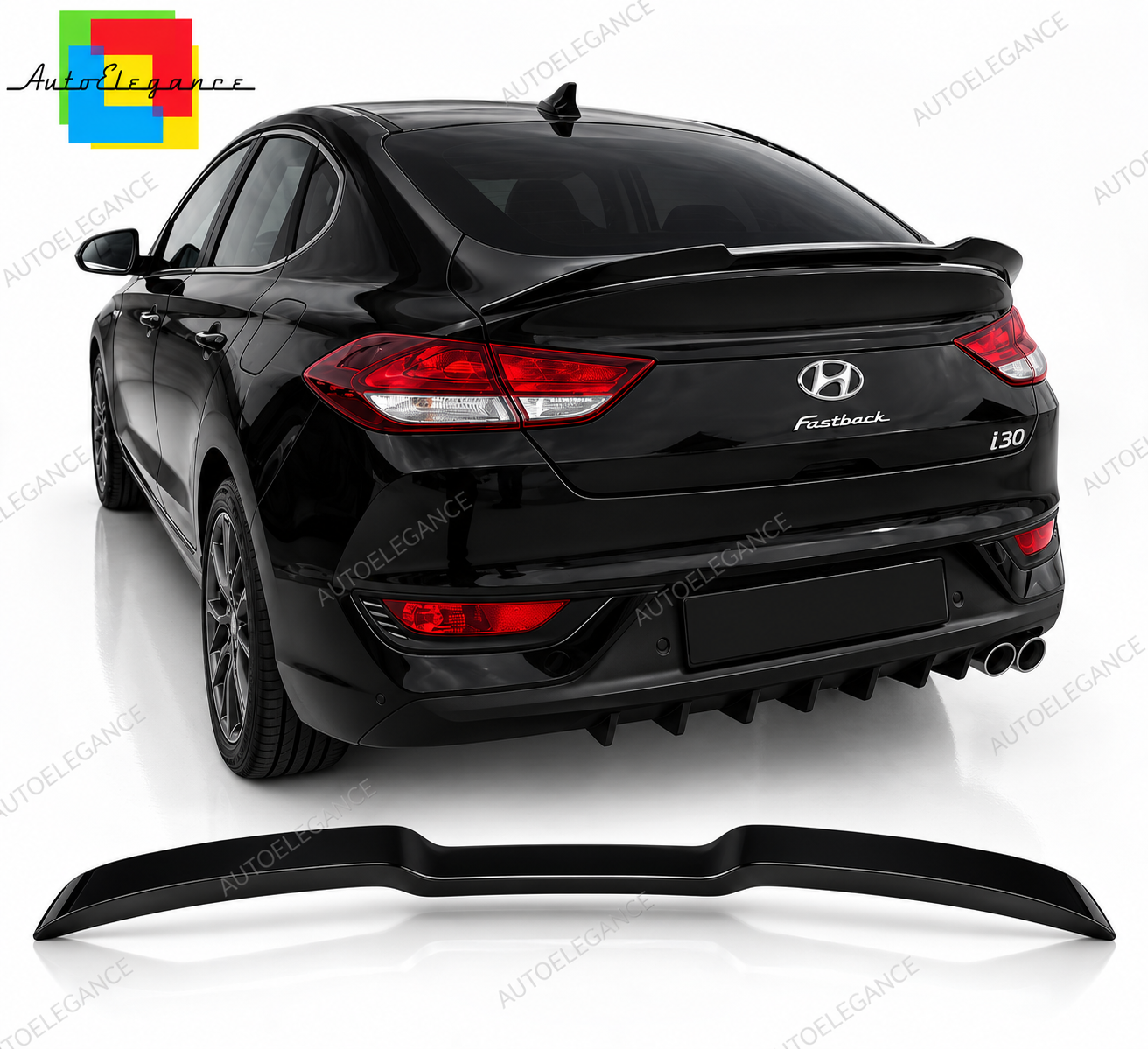 👉Tappo Spoiler per Hyundai i30 MK3 Fastback 2016- ABS Nero Lucido👈
