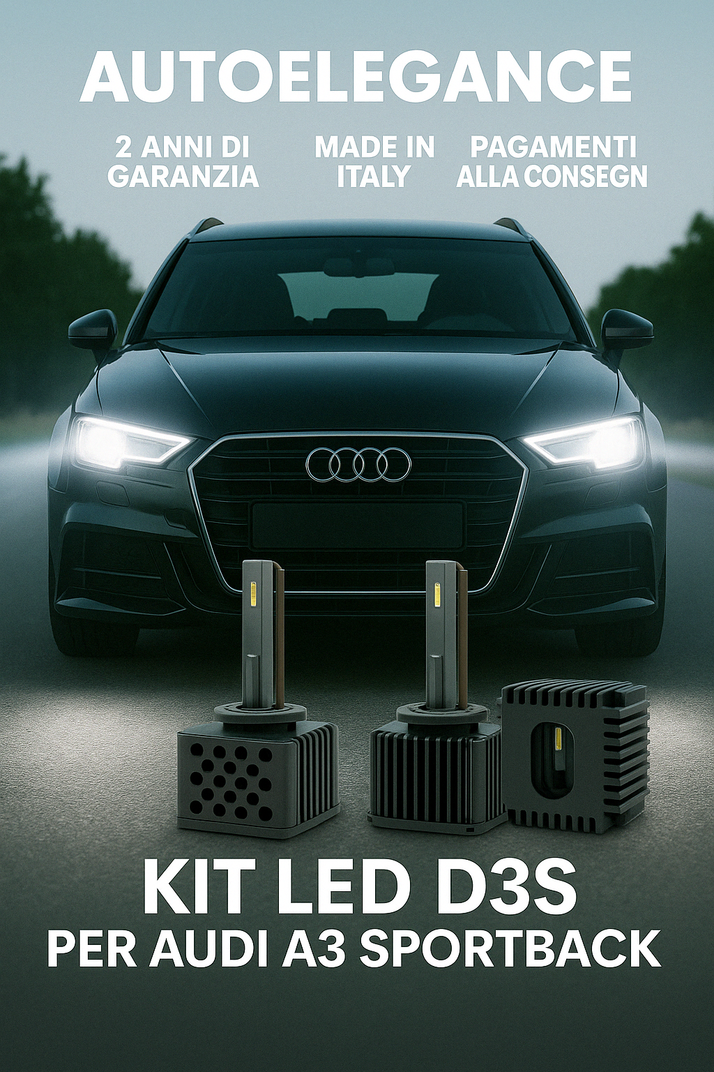 ⭐KIT XENON D3S 6000K ANABBAGLIANTI PER AUDI A3 SPORTBACK – LUCE BIANCA POTENTE⭐