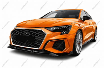 🔥ART.9925 SPLITTER ANTERIORE PER AUDI A3 S3 S LINE 8Y LABBRO NERO LUCIDO 20+🔥