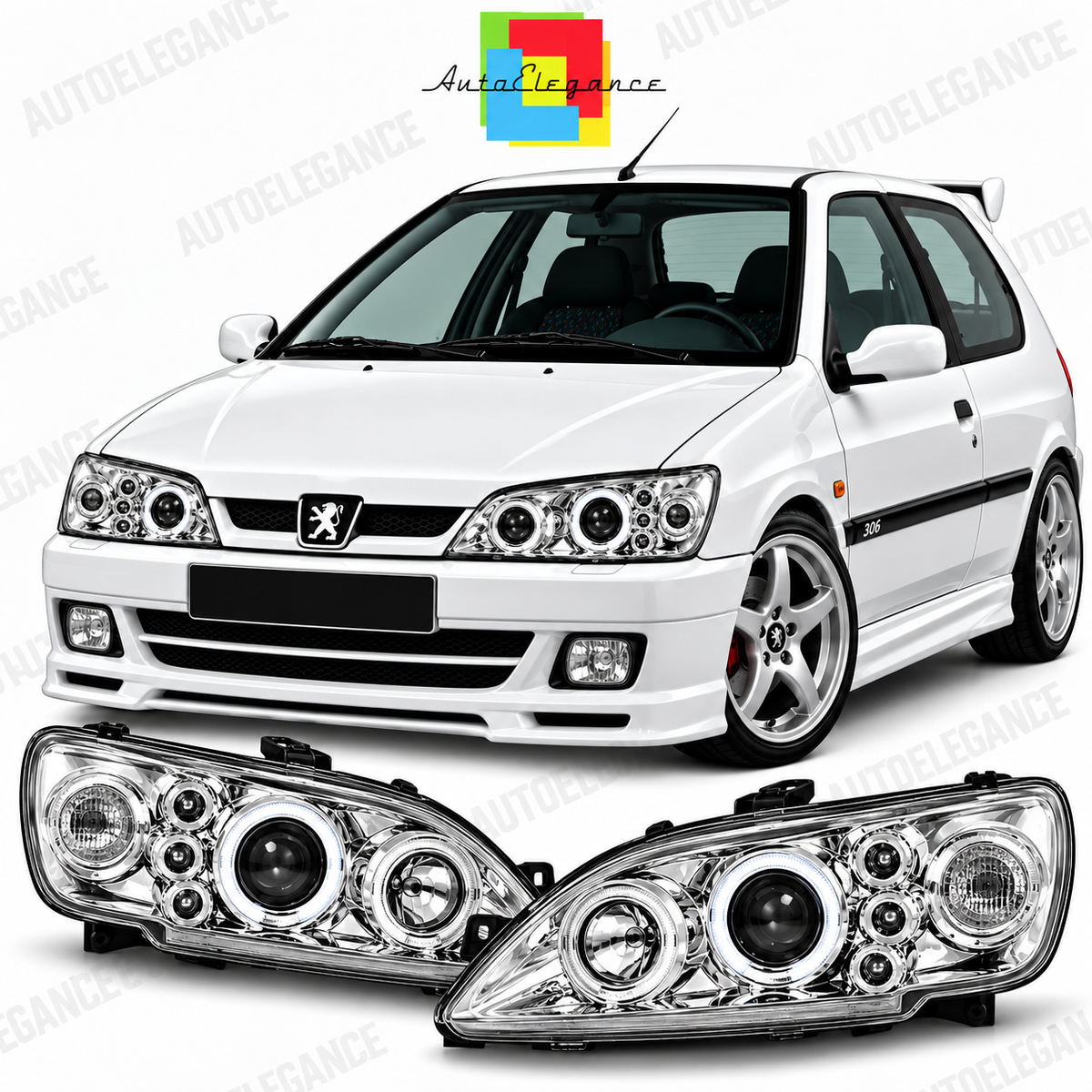 ART.11091 FARI ANTERIORI ADATTO PER PEUGEOT 306 05.97-03.01 LED