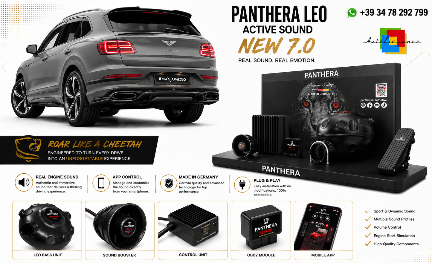 💫ART.2672 PANTHERA Soundsystem Booster 7.0 - Bentley Bentayga Mk1 2015-💫